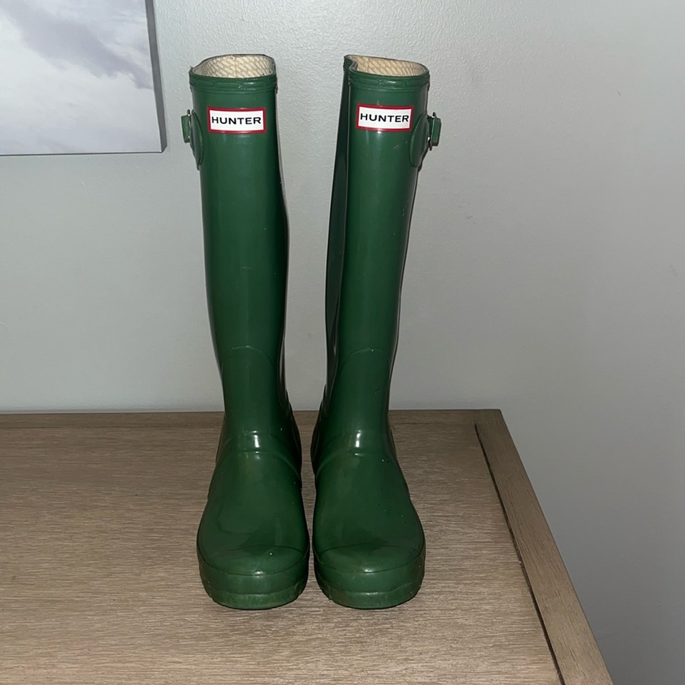 Hunter Rain Boots, Sage Green Gloss size 7F